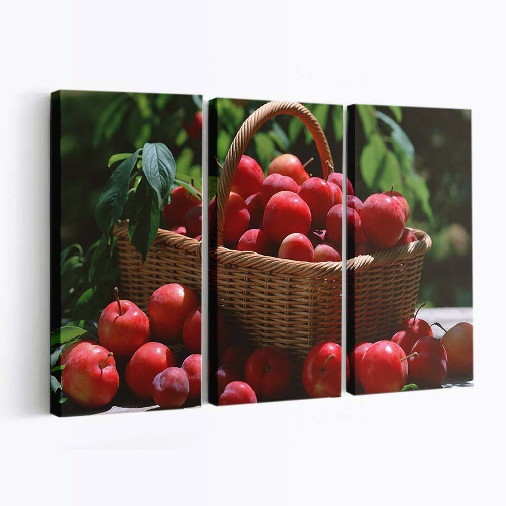 red plums in a basket wallpaper